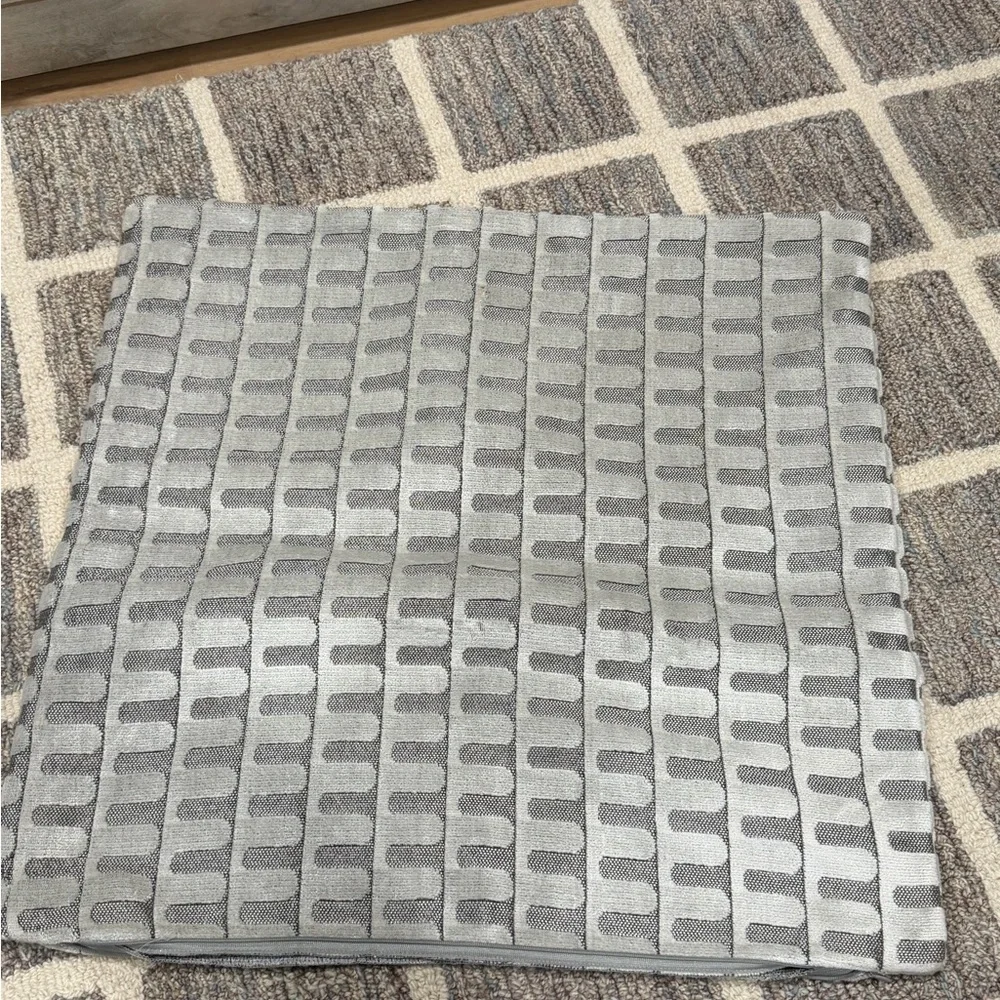 West Elm Light Gray Geometric Knit Pillow Cover